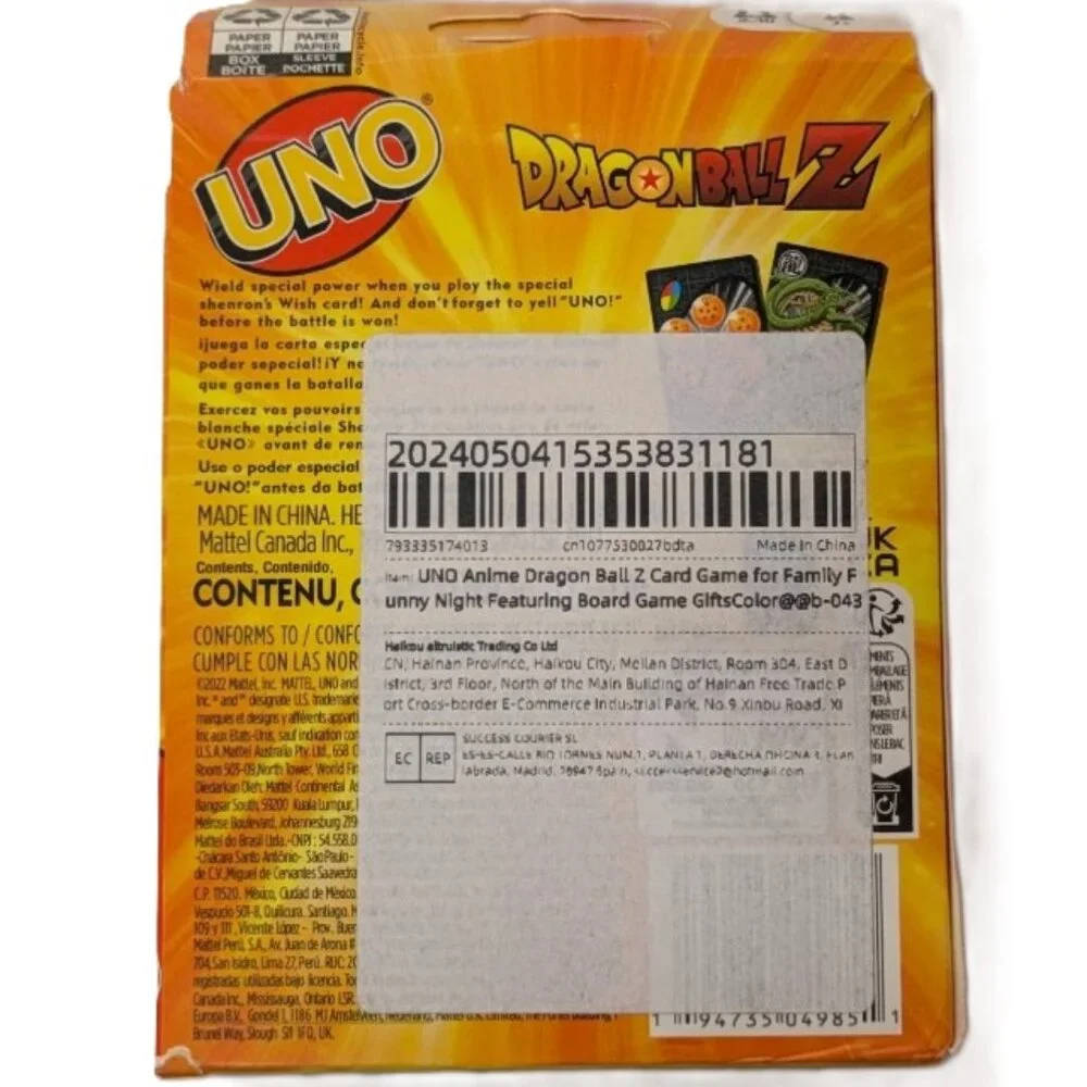 UNO Dragon Ball Z Card Game Goku Vegeta Anime - Picture 2 of 2